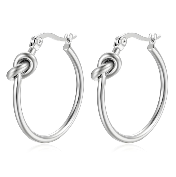 Luxe Knot Silver Hoops